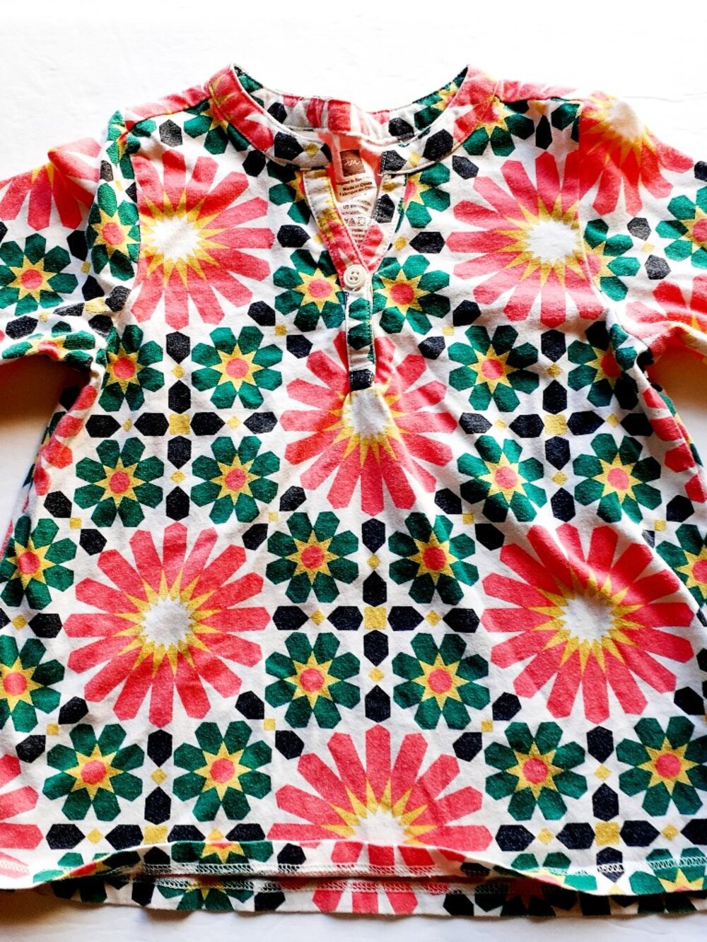 Tea Collection Girls Top Tunic Pink Geometric Floral Long Sleeve 4